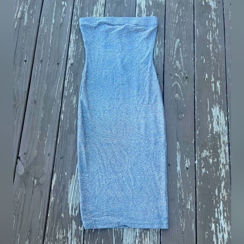 G By Guess sparkle silver tube dress size medium gently used one time like new